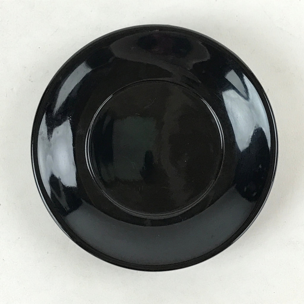 Japanese Lacquered Wooden Small Plate Kozara Vtg Chataku Saucer Round Black L62