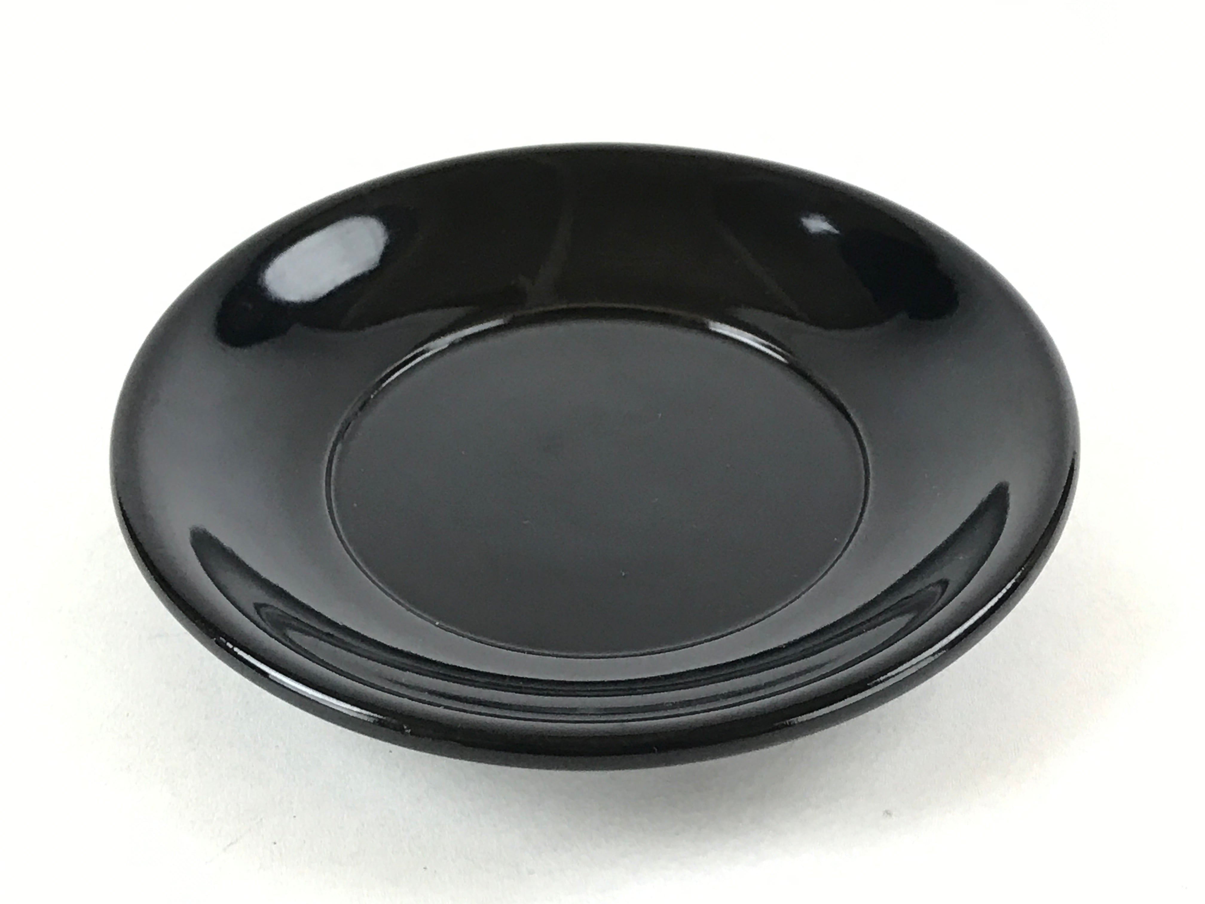 Japanese Lacquered Wooden Small Plate Kozara Vtg Chataku Saucer Round Black L63