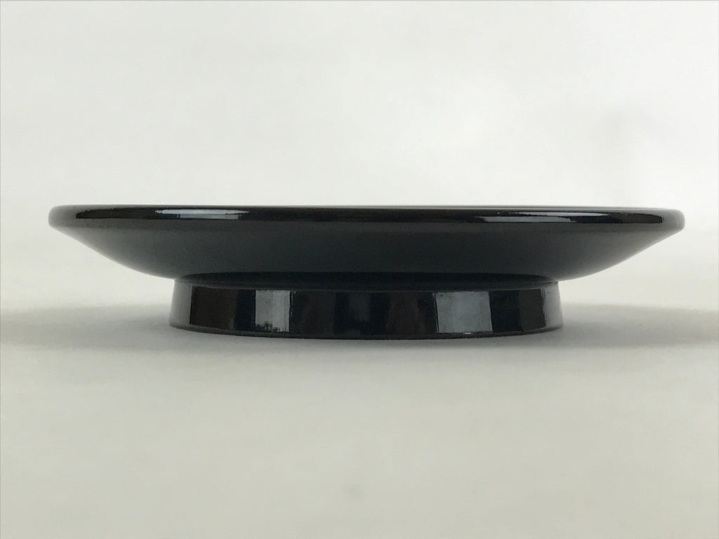 Japanese Lacquered Wooden Small Plate Kozara Vtg Chataku Saucer Round Black L63