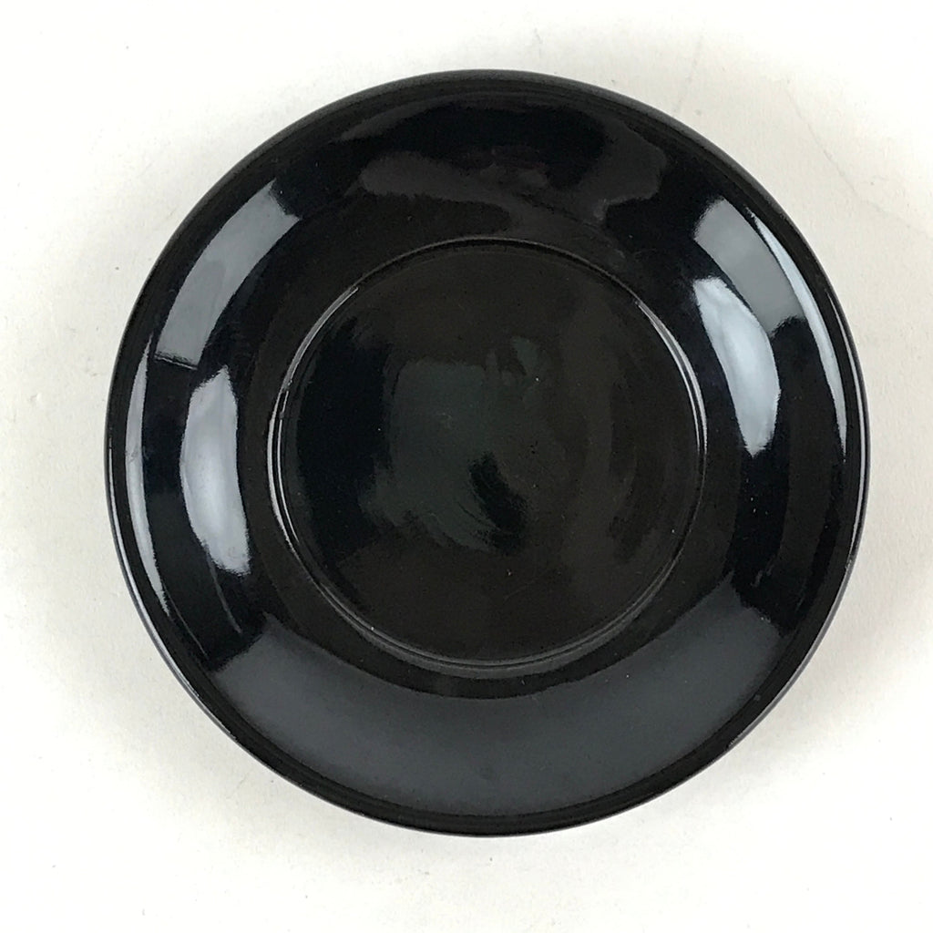 Japanese Lacquered Wooden Small Plate Kozara Vtg Chataku Saucer Round Black L63