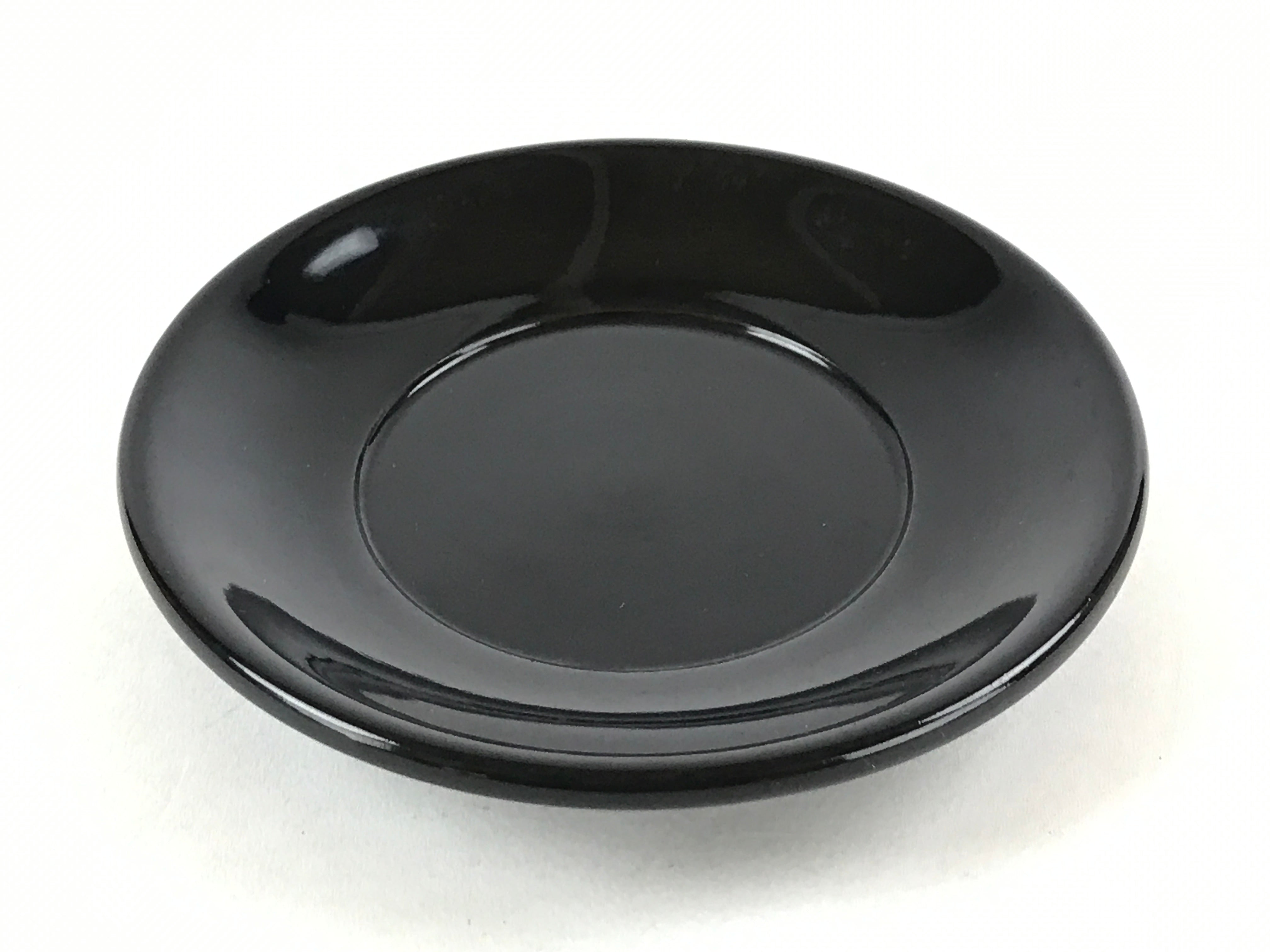 Japanese Lacquered Wooden Small Plate Kozara Vtg Chataku Saucer Round Black L64