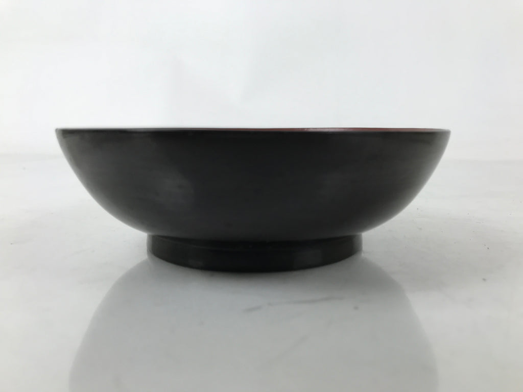Japanese Lacquered Wooden Small Plate Mamezara Vtg Dish Round Black Red L400