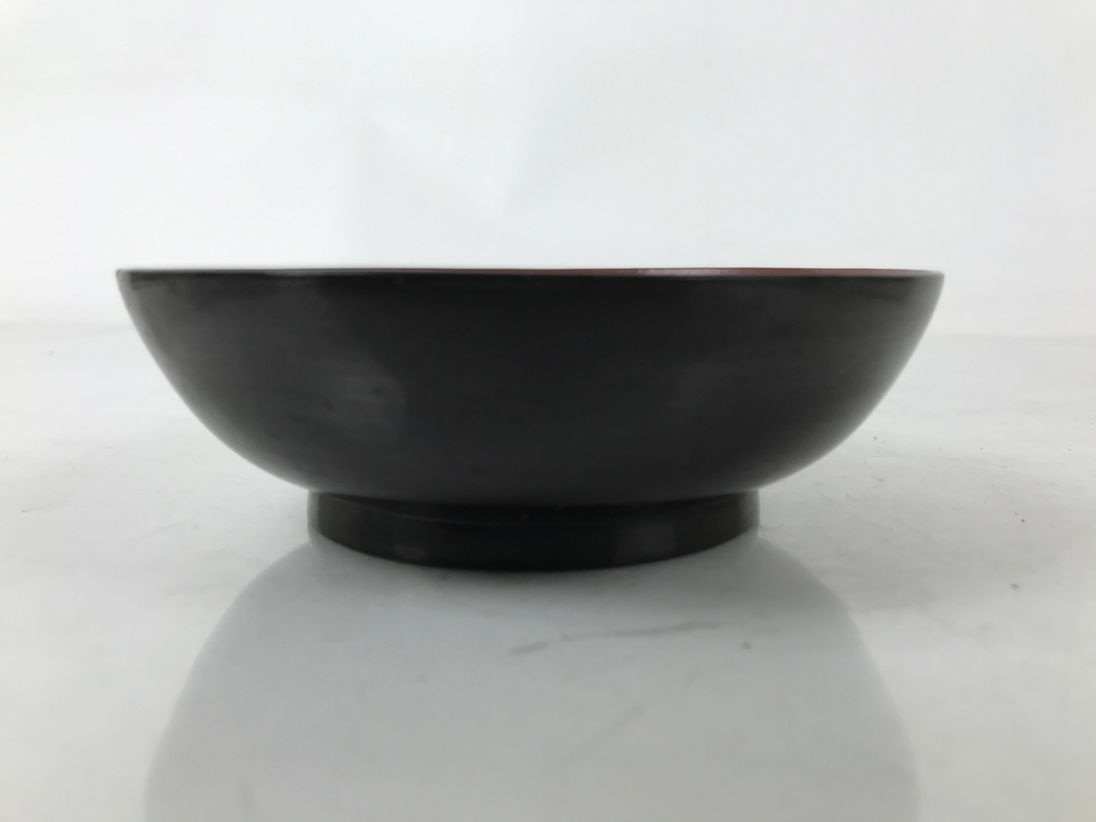 Japanese Lacquered Wooden Small Plate Mamezara Vtg Dish Round Black Red L400