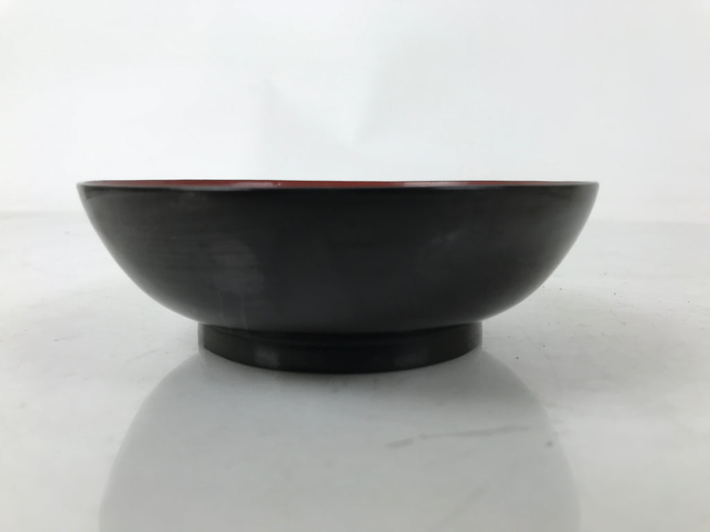 Japanese Lacquered Wooden Small Plate Mamezara Vtg Dish Round Black Red L400