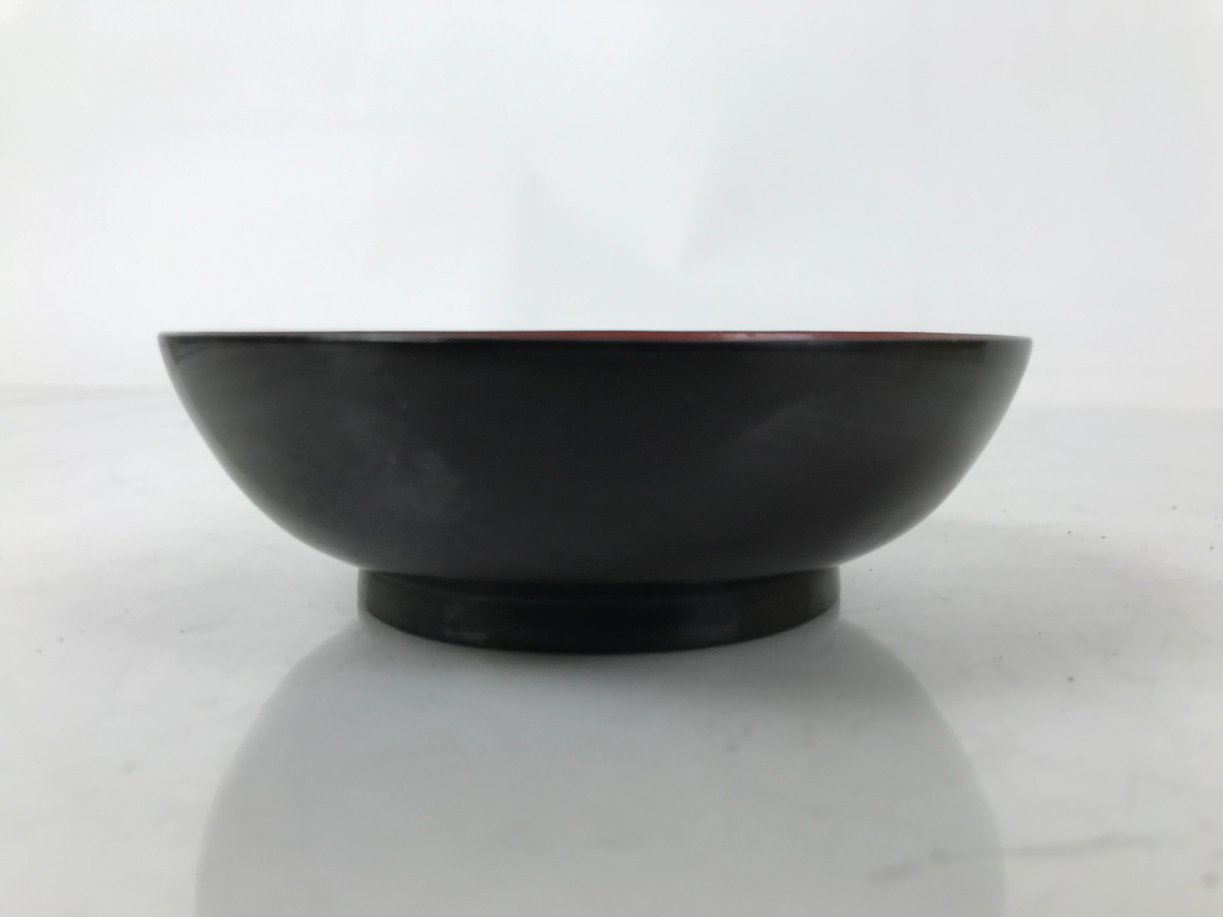 Japanese Lacquered Wooden Small Plate Mamezara Vtg Dish Round Black Red L400
