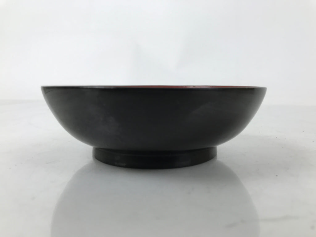 Japanese Lacquered Wooden Small Plate Mamezara Vtg Dish Round Black Red L400