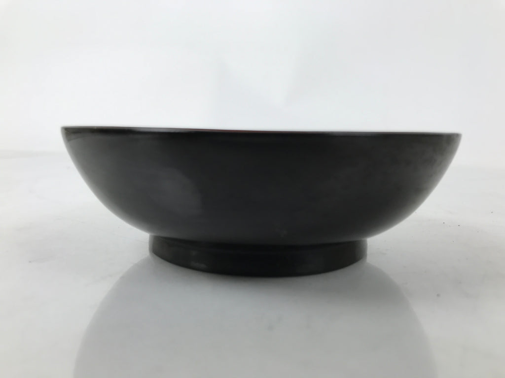 Japanese Lacquered Wooden Small Plate Mamezara Vtg Dish Round Black Red L400