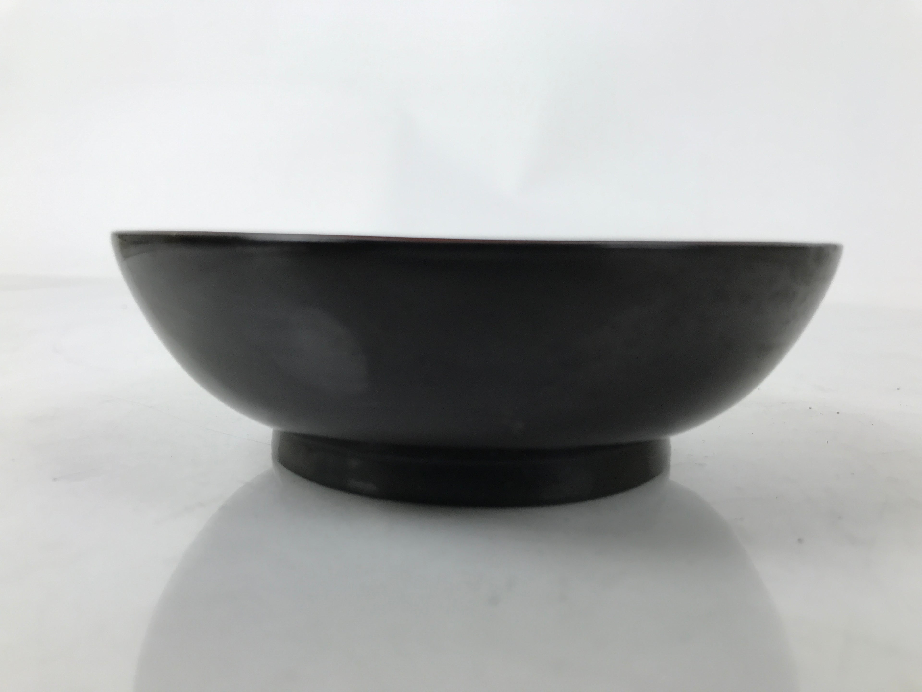 Japanese Lacquered Wooden Small Plate Mamezara Vtg Dish Round Black Red L400