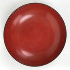 Japanese Lacquered Wooden Small Plate Mamezara Vtg Dish Round Black Red L400