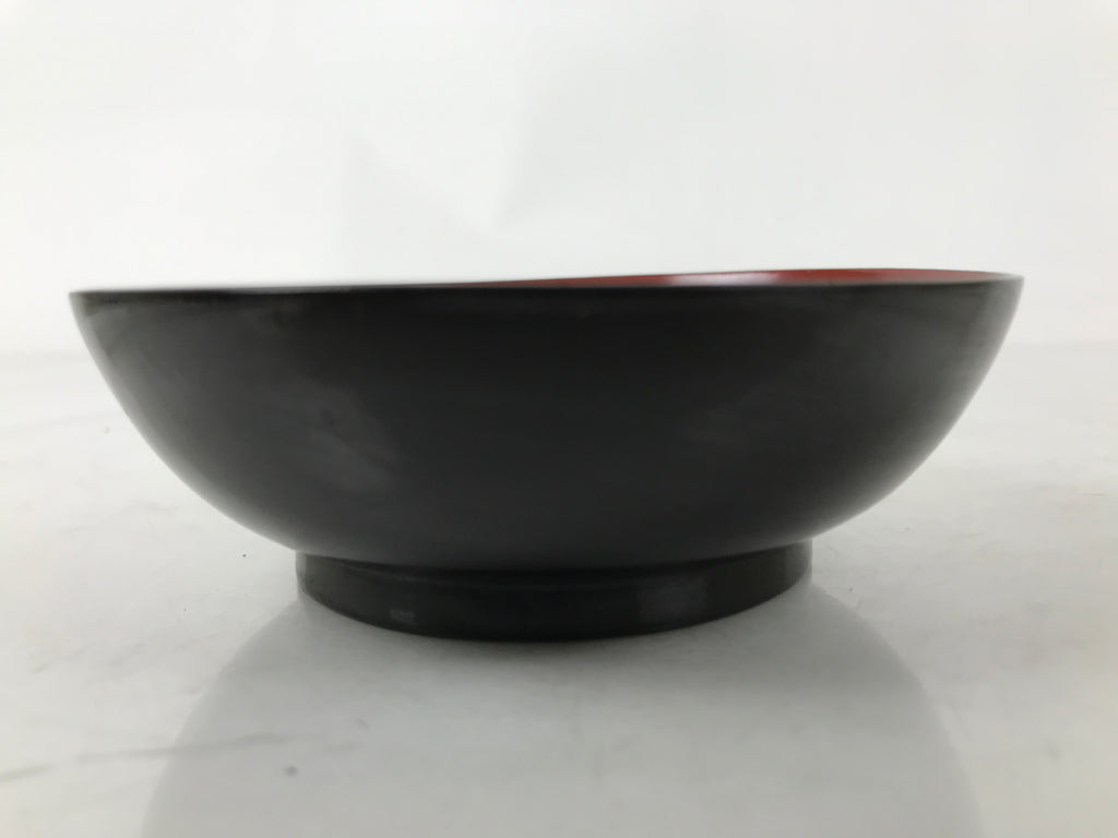 Japanese Lacquered Wooden Small Plate Mamezara Vtg Dish Round Black Red L406
