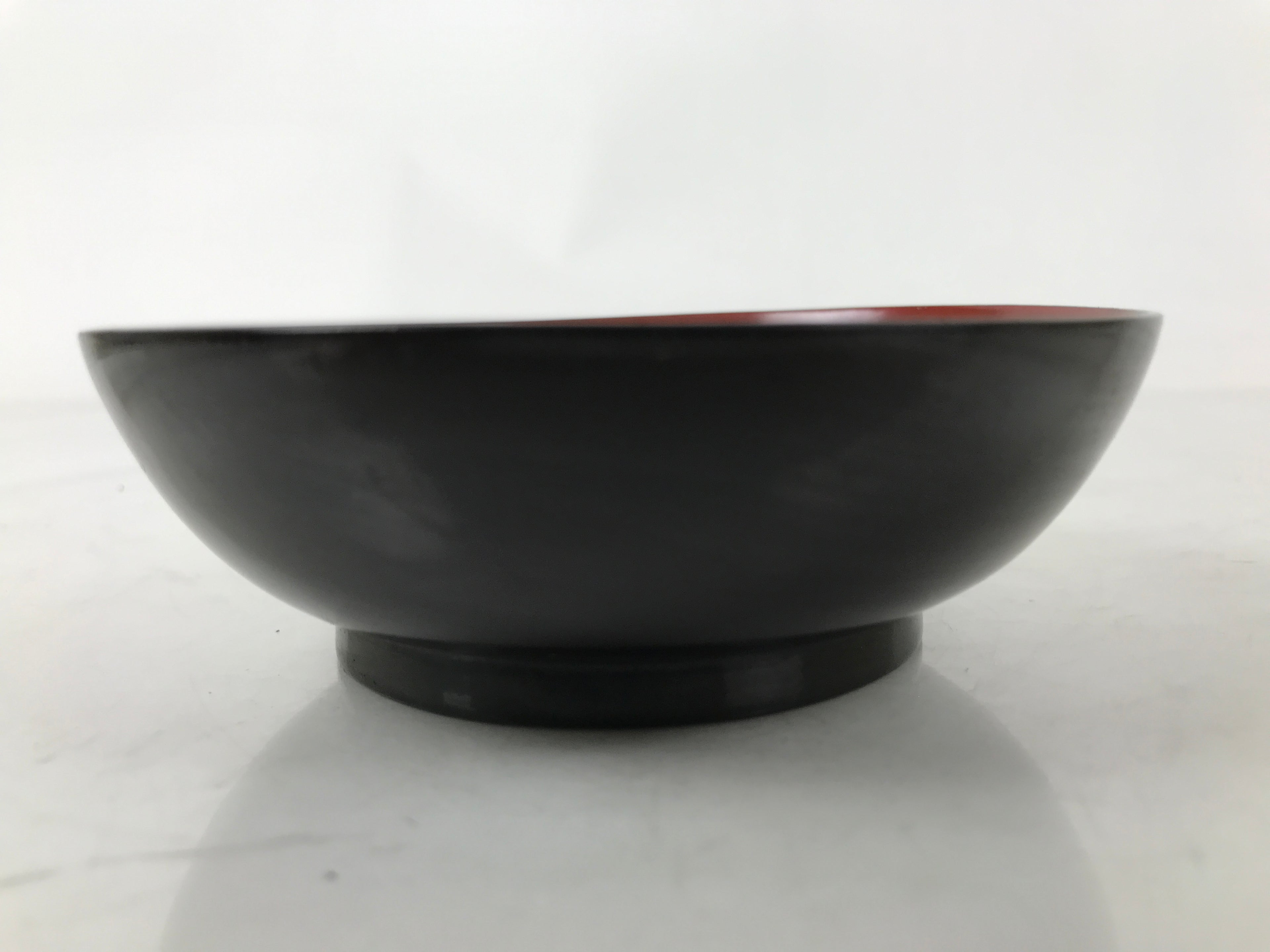 Japanese Lacquered Wooden Small Plate Mamezara Vtg Dish Round Black Red L406