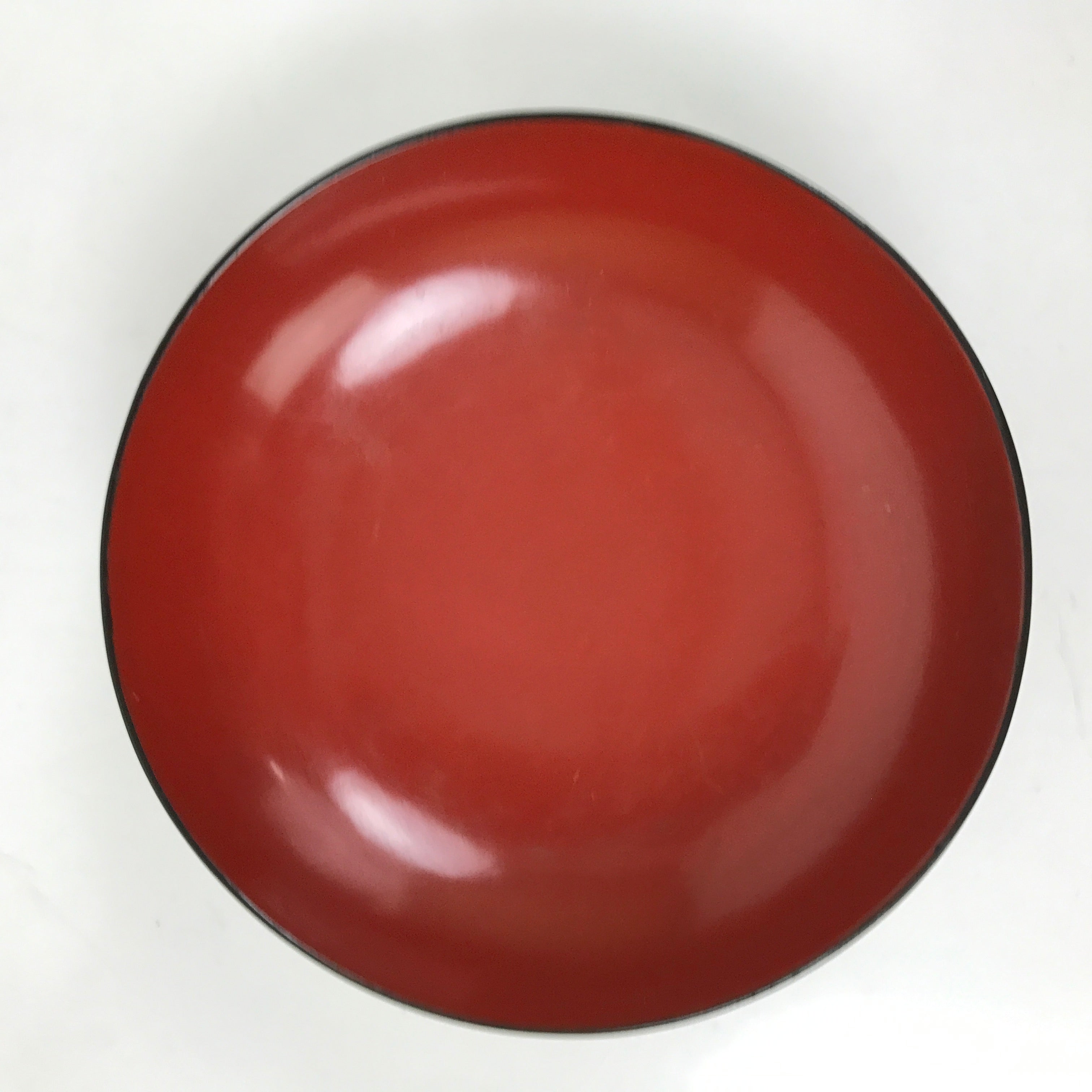 Japanese Lacquered Wooden Small Plate Mamezara Vtg Dish Round Black Red L406