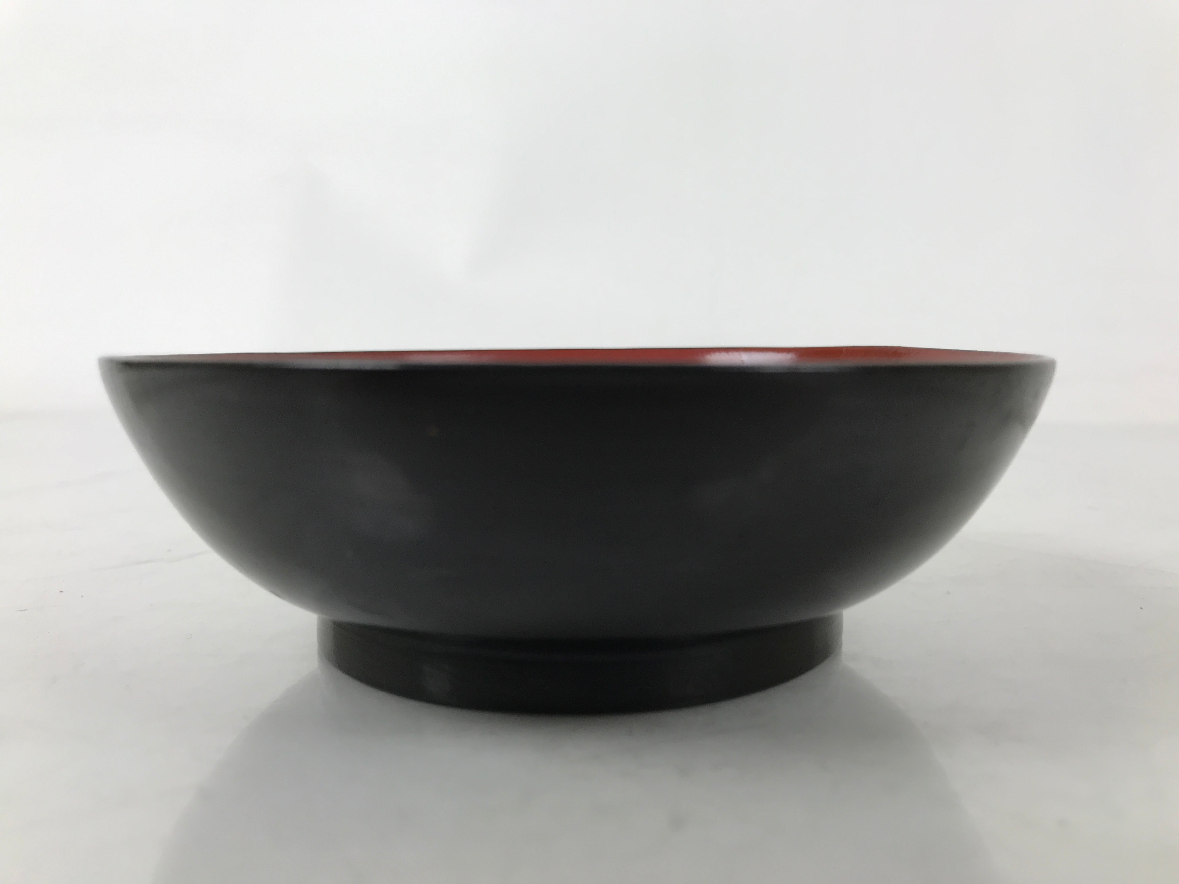 Japanese Lacquered Wooden Small Plate Mamezara Vtg Dish Round Black Red L407