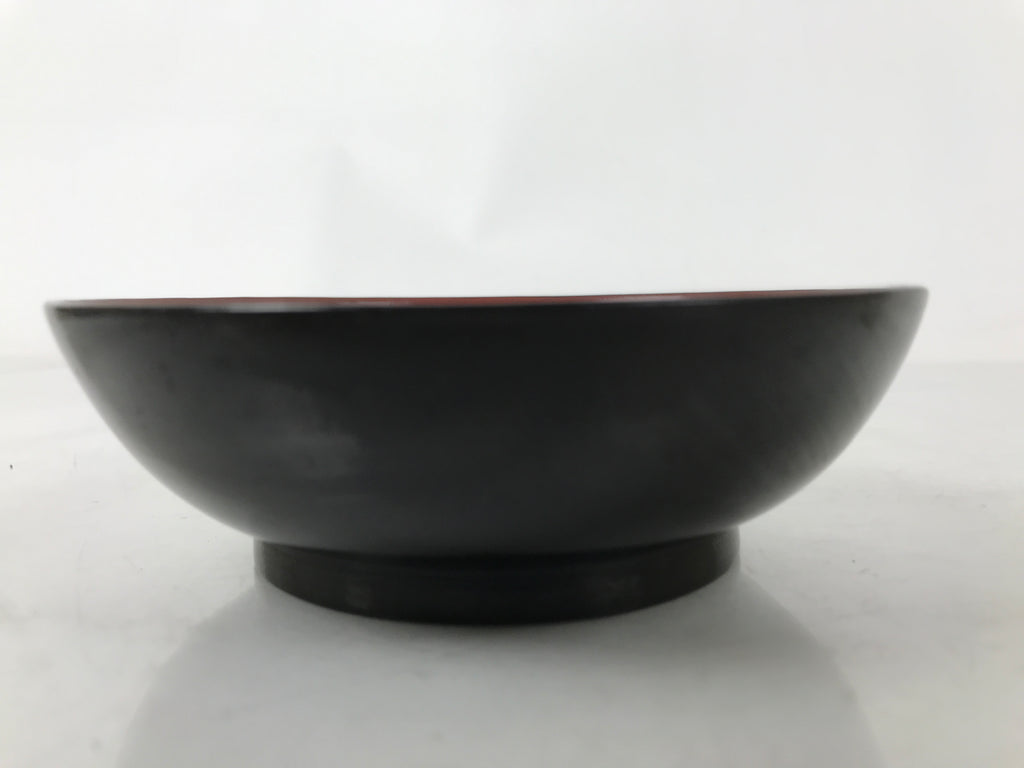 Japanese Lacquered Wooden Small Plate Mamezara Vtg Dish Round Black Red L407