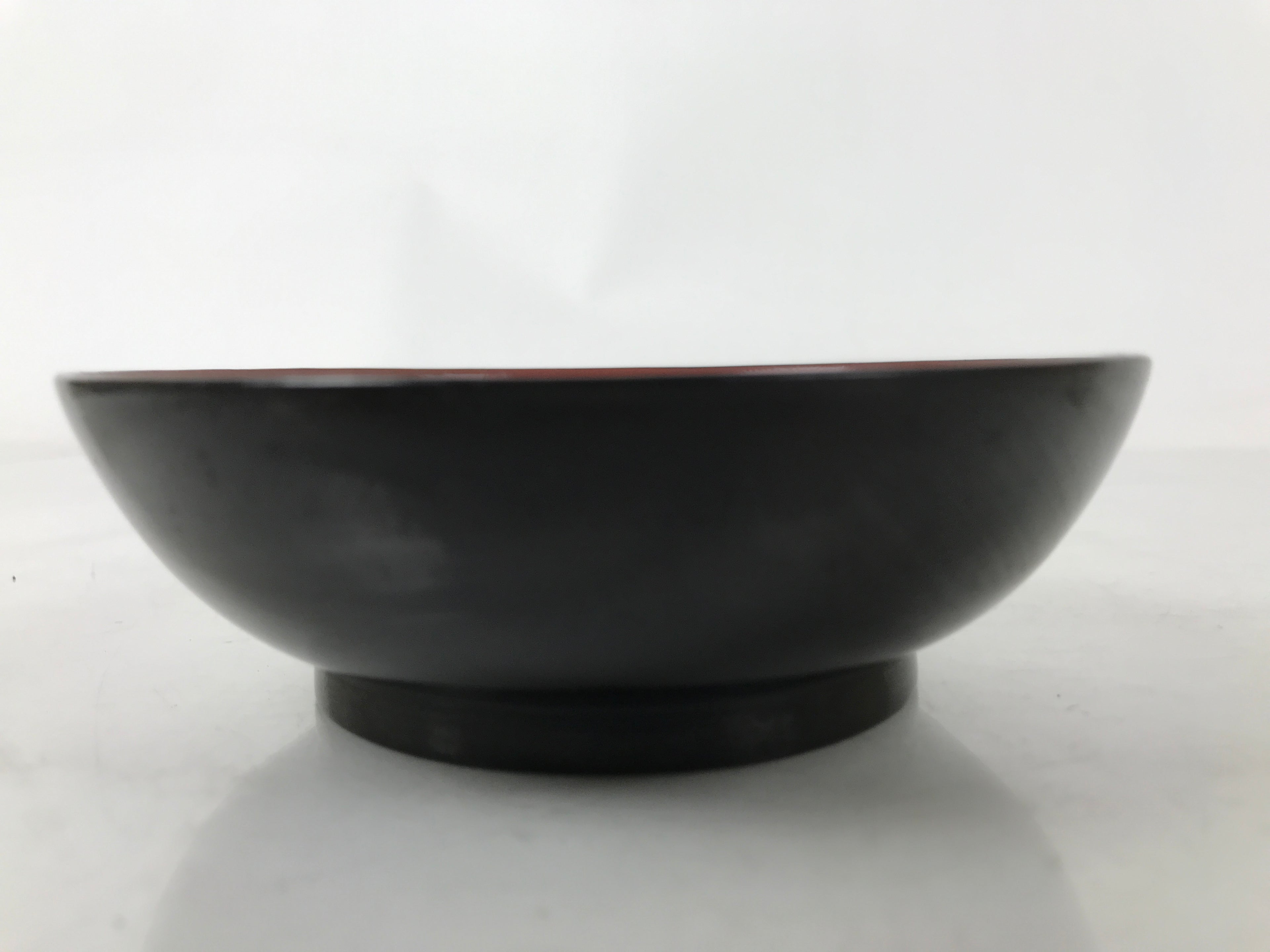Japanese Lacquered Wooden Small Plate Mamezara Vtg Dish Round Black Red L407