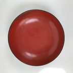 Japanese Lacquered Wooden Small Plate Mamezara Vtg Dish Round Black Red L407