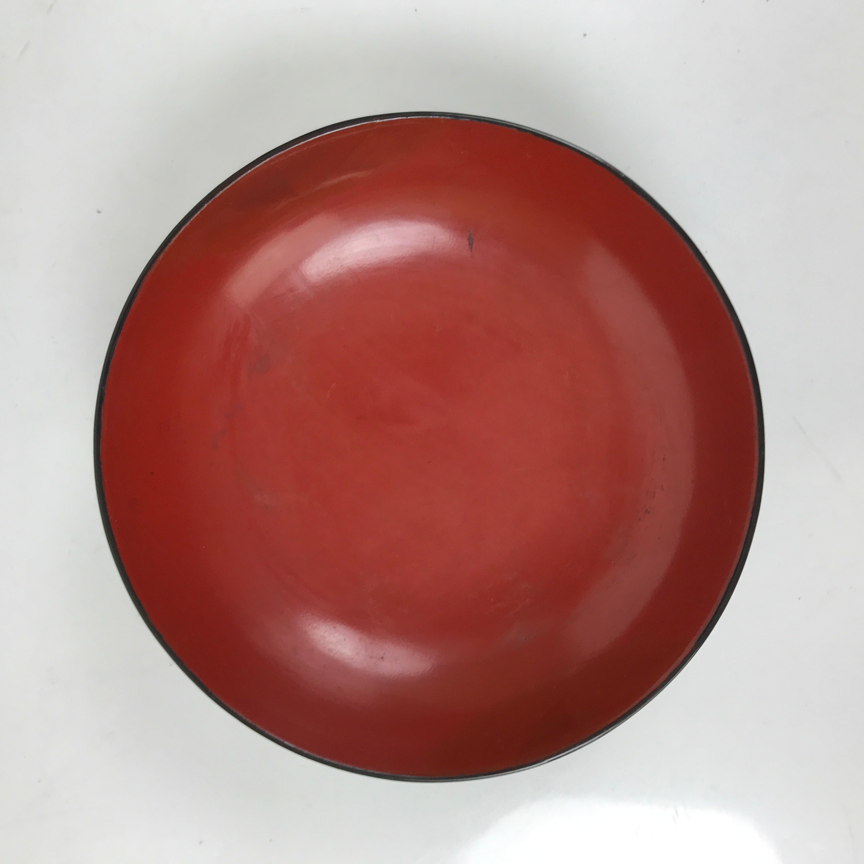 Japanese Lacquered Wooden Small Plate Mamezara Vtg Dish Round Black Red L407