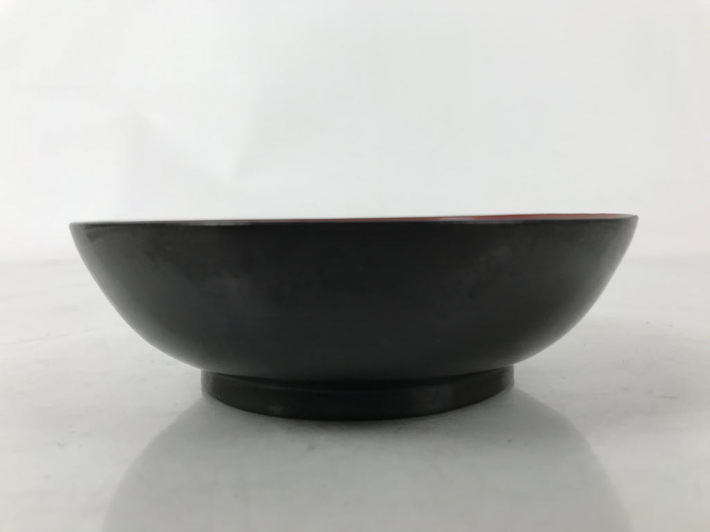 Japanese Lacquered Wooden Small Plate Mamezara Vtg Dish Round Black Red L408