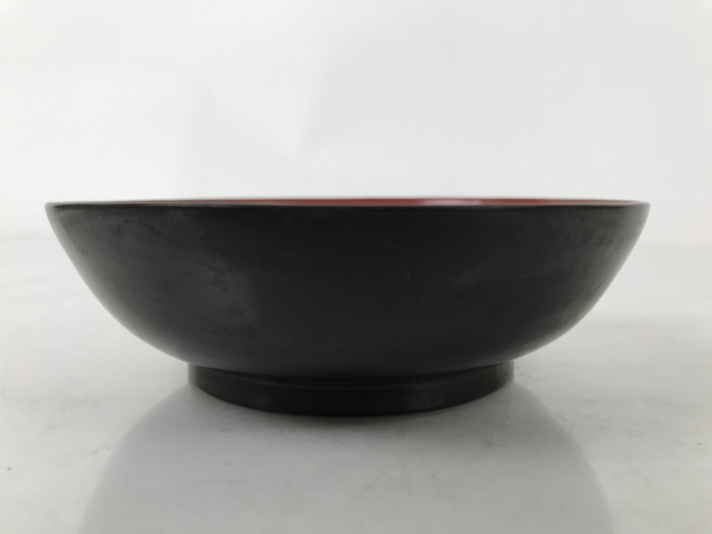 Japanese Lacquered Wooden Small Plate Mamezara Vtg Dish Round Black Red L408