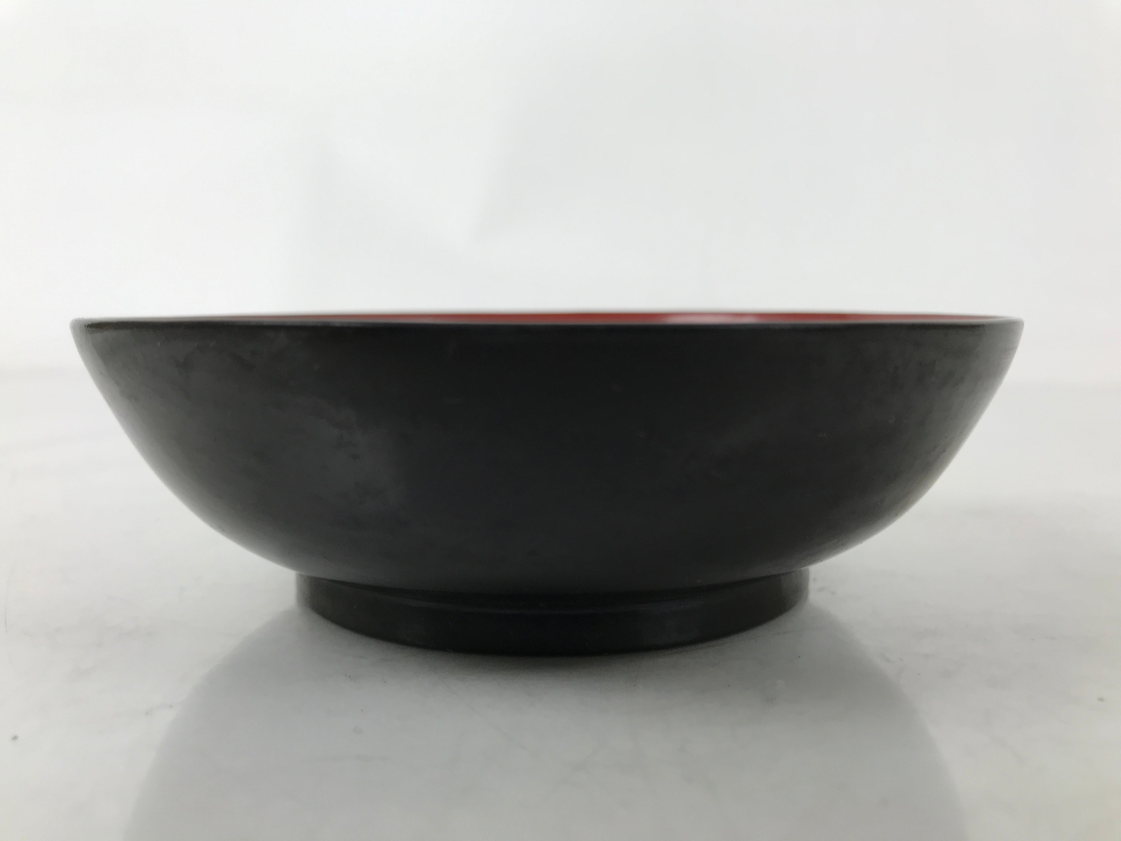 Japanese Lacquered Wooden Small Plate Mamezara Vtg Dish Round Black Red L408