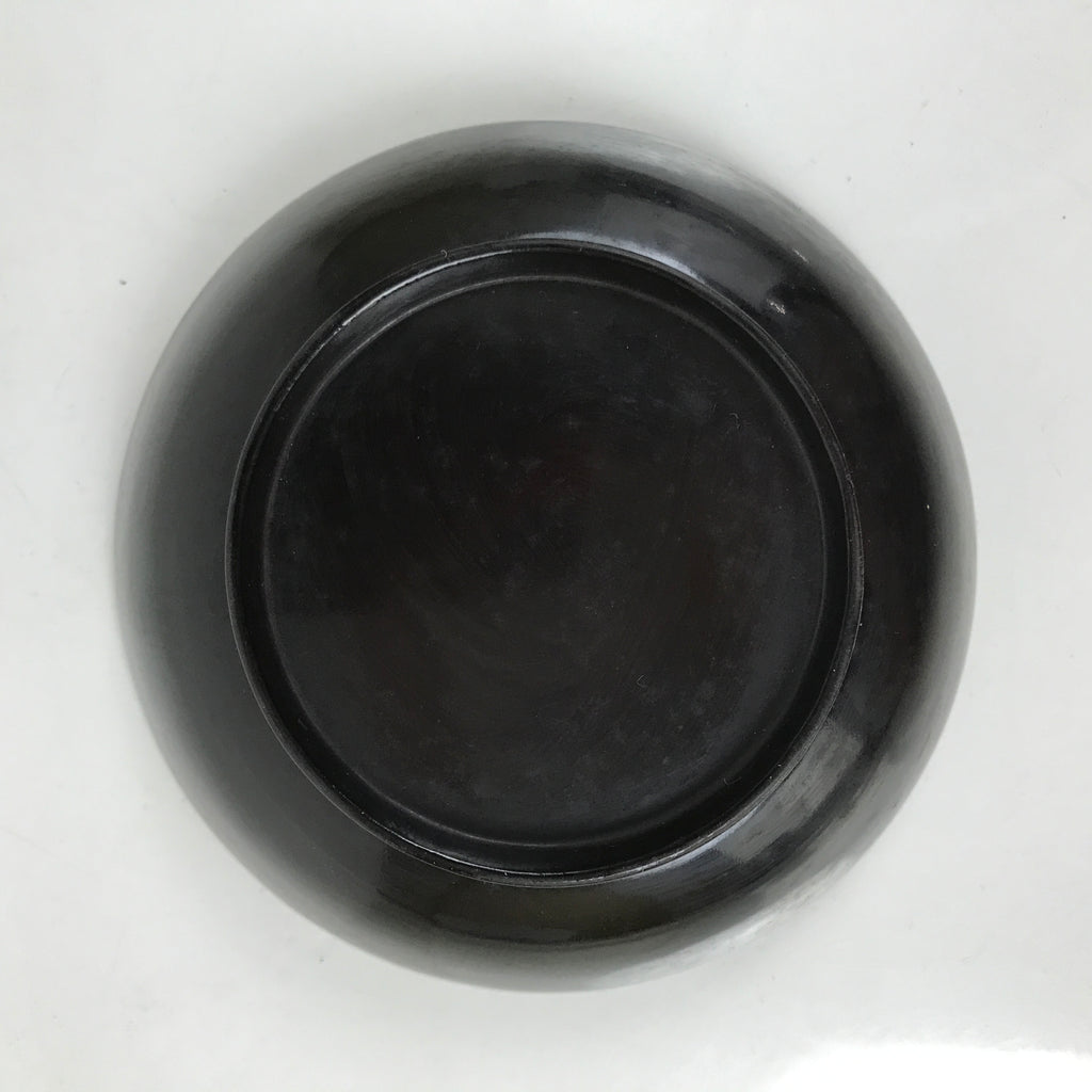 Japanese Lacquered Wooden Small Plate Mamezara Vtg Dish Round Black Red L408