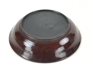 Japanese Lacquered Wooden Small Plate Mamezara Vtg Dish Round Brown Leaves L93