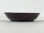 Japanese Lacquered Wooden Small Plate Mamezara Vtg Dish Round Brown Leaves L93