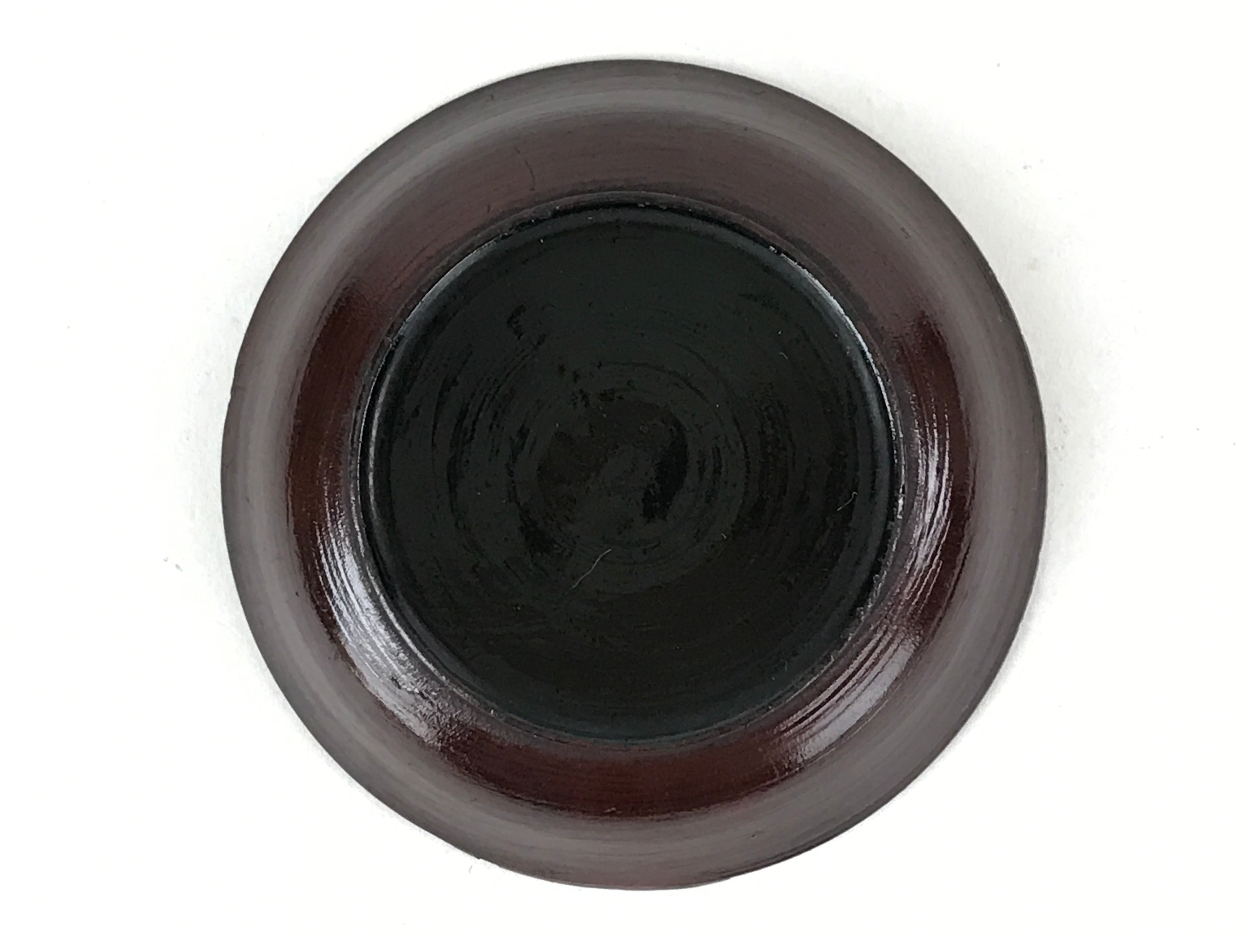 Japanese Lacquered Wooden Small Plate Mamezara Vtg Dish Round Brown Leaves L94