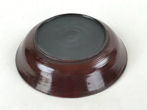 Japanese Lacquered Wooden Small Plate Mamezara Vtg Dish Round Brown Leaves L94