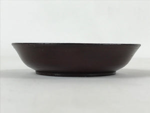 Japanese Lacquered Wooden Small Plate Mamezara Vtg Dish Round Brown Leaves L94