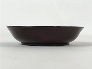 Japanese Lacquered Wooden Small Plate Mamezara Vtg Dish Round Brown Leaves L94