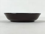 Japanese Lacquered Wooden Small Plate Mamezara Vtg Dish Round Brown Leaves L95