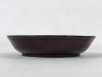 Japanese Lacquered Wooden Small Plate Mamezara Vtg Dish Round Brown Leaves L96