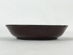 Japanese Lacquered Wooden Small Plate Mamezara Vtg Dish Round Brown Leaves L96