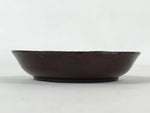 Japanese Lacquered Wooden Small Plate Mamezara Vtg Dish Round Brown Leaves L96