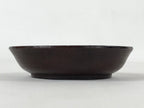 Japanese Lacquered Wooden Small Plate Mamezara Vtg Dish Round Brown Leaves L97