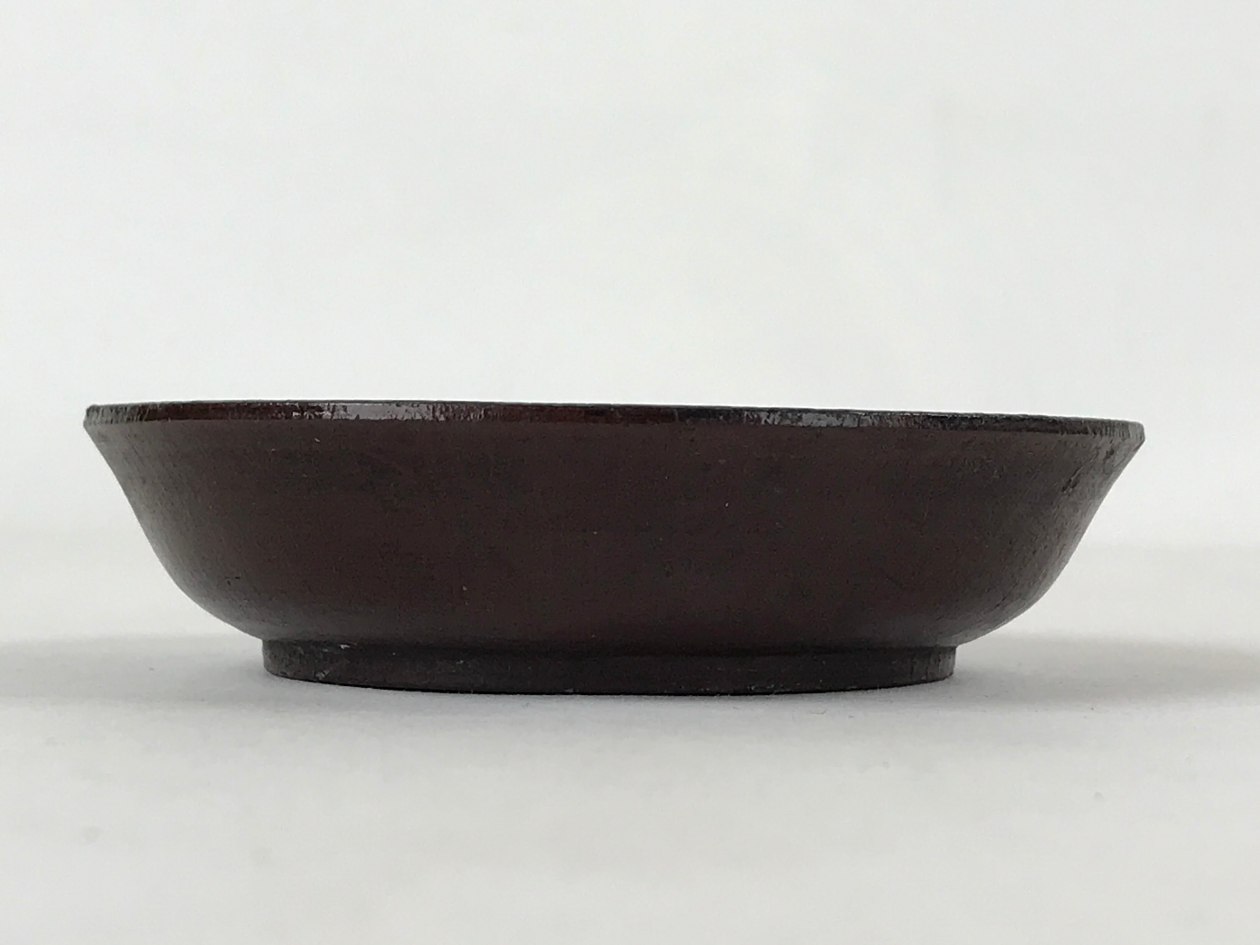 Japanese Lacquered Wooden Small Plate Mamezara Vtg Dish Round Brown Leaves L97