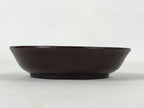 Japanese Lacquered Wooden Small Plate Mamezara Vtg Dish Round Brown Leaves L97