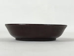 Japanese Lacquered Wooden Small Plate Mamezara Vtg Dish Round Brown Leaves L97