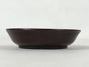 Japanese Lacquered Wooden Small Plate Mamezara Vtg Dish Round Brown Leaves L97