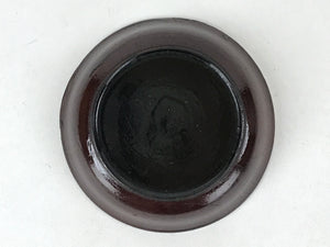 Japanese Lacquered Wooden Small Plate Mamezara Vtg Dish Round Brown Leaves L98