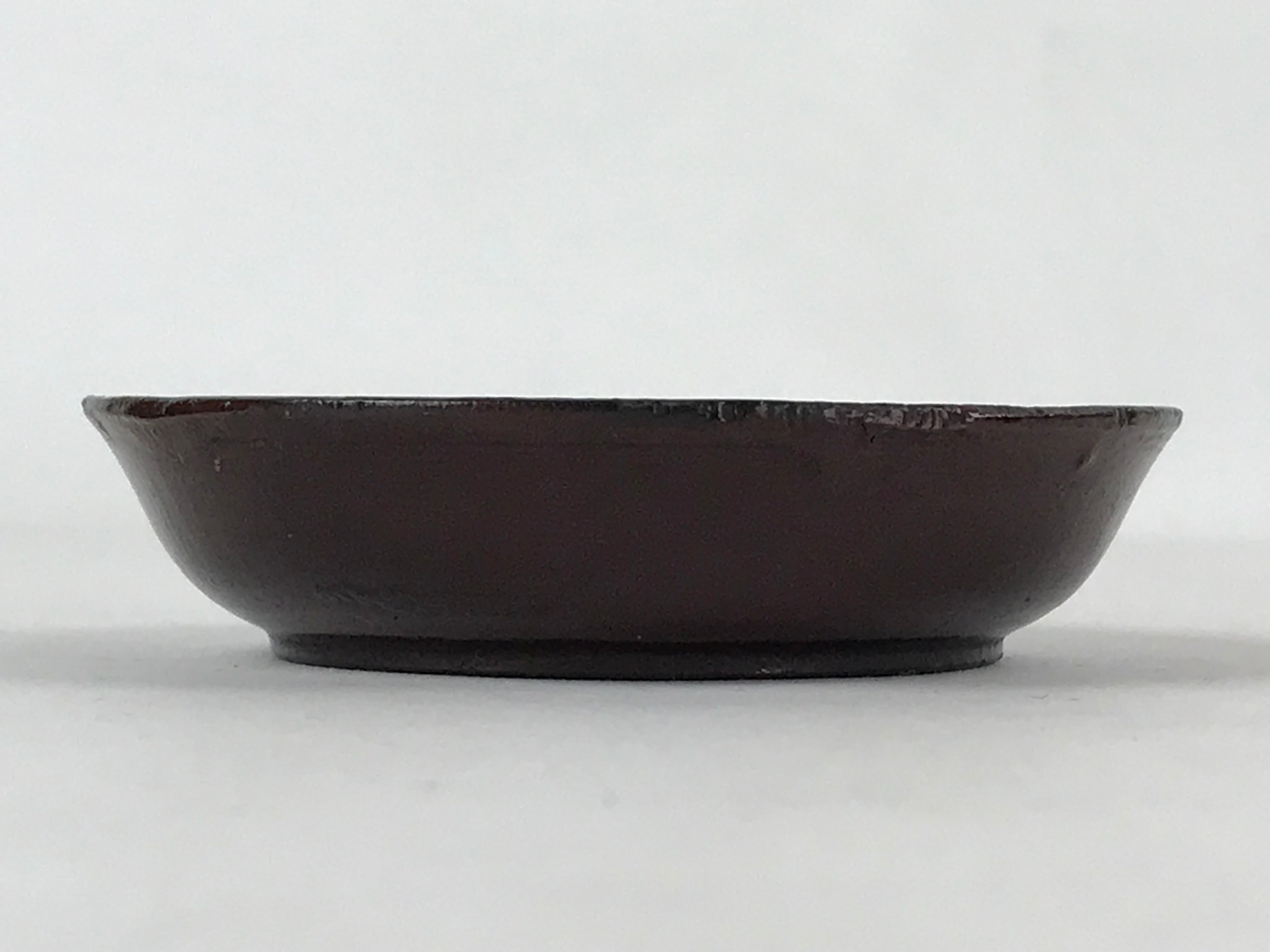 Japanese Lacquered Wooden Small Plate Mamezara Vtg Dish Round Brown Leaves L98