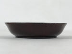 Japanese Lacquered Wooden Small Plate Mamezara Vtg Dish Round Brown Leaves L98