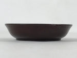 Japanese Lacquered Wooden Small Plate Mamezara Vtg Dish Round Brown Leaves L98