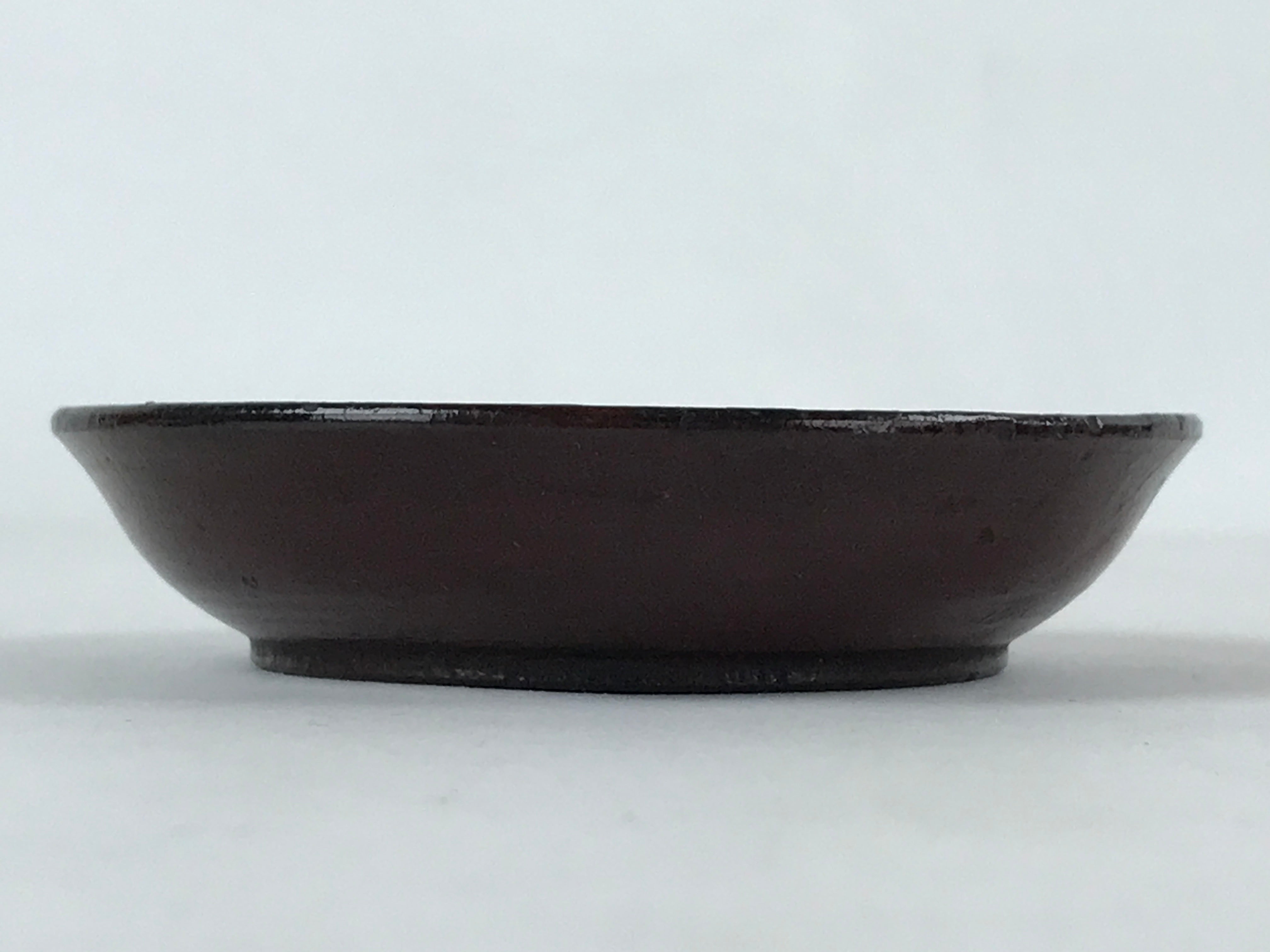 Japanese Lacquered Wooden Small Plate Mamezara Vtg Dish Round Brown Leaves L99