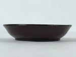 Japanese Lacquered Wooden Small Plate Mamezara Vtg Dish Round Brown Leaves L99