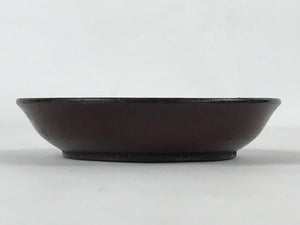 Japanese Lacquered Wooden Small Plate Mamezara Vtg Dish Round Brown Leaves L99