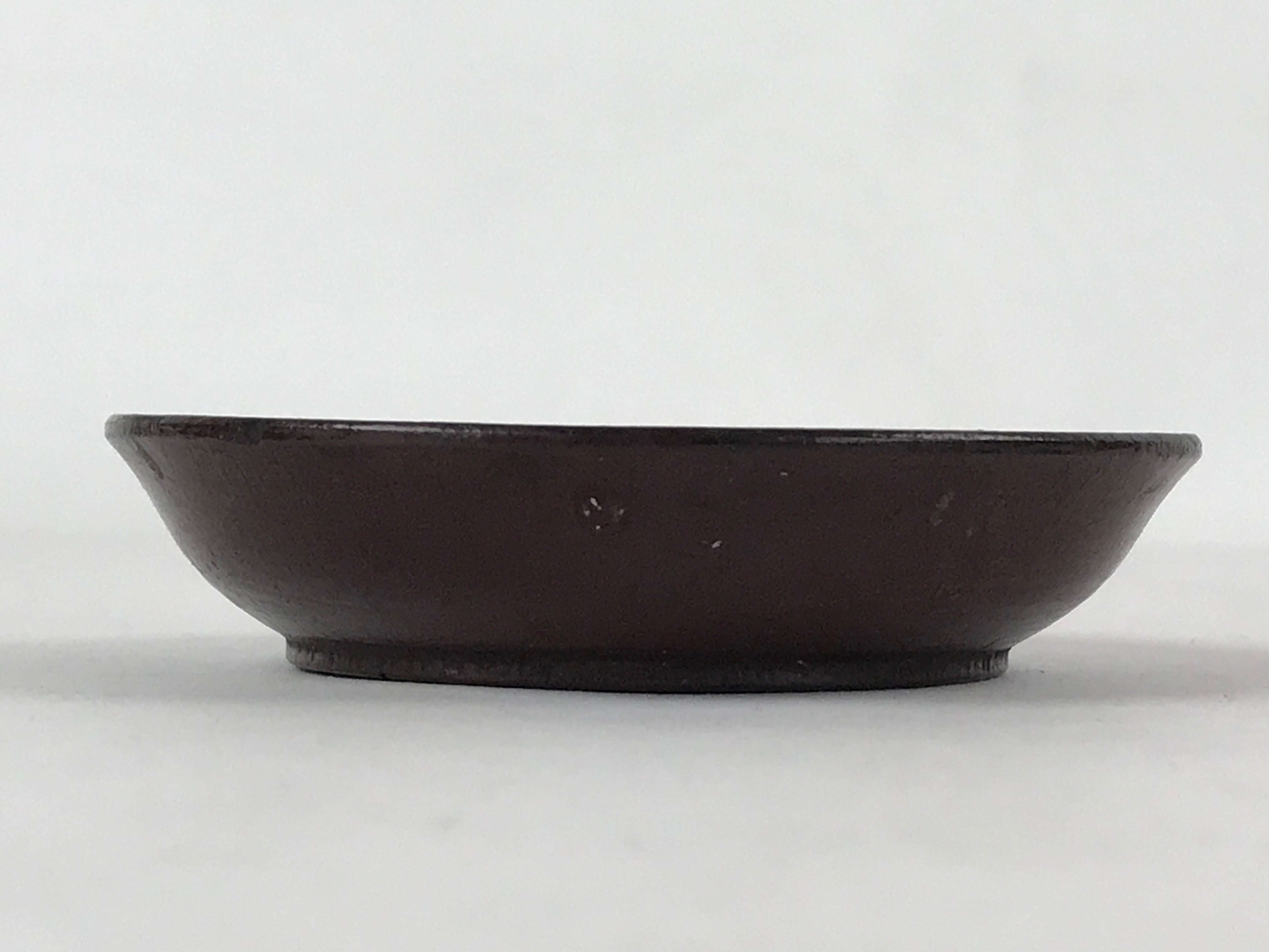 Japanese Lacquered Wooden Small Plate Mamezara Vtg Dish Round Brown Leaves L99