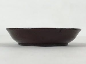 Japanese Lacquered Wooden Small Plate Mamezara Vtg Dish Round Brown Leaves L99