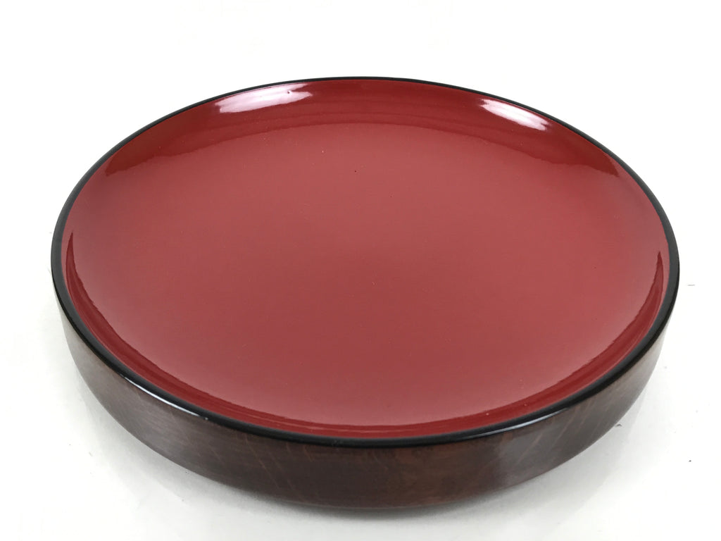Japanese Lacquered Wooden Small Serving Plate Vtg Meimeizara Round Dish Red L434
